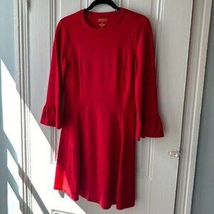 Kate Spade Broome Street Mini Dress Womens Small Red Fit and Flare Bell Sleeve